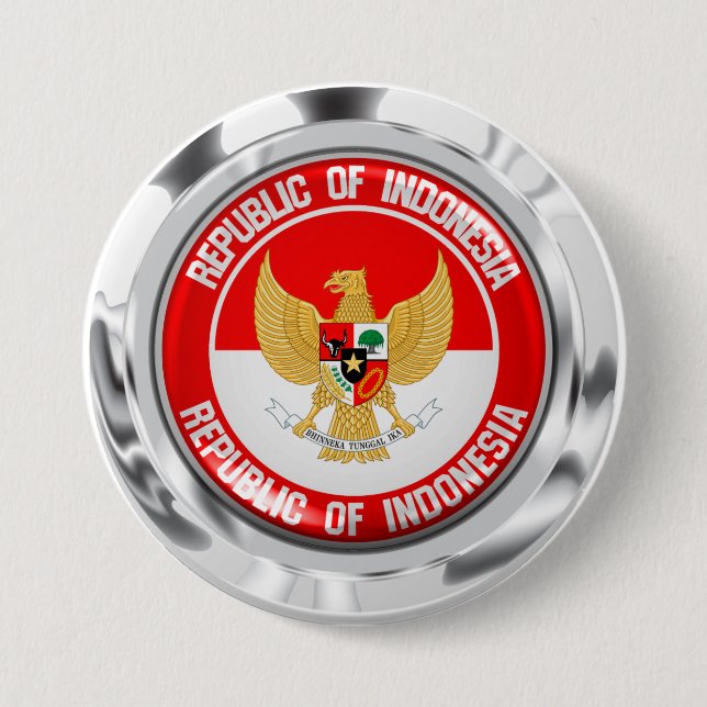 Indonesia Round Emblem 3 Inch Round Button (Front)