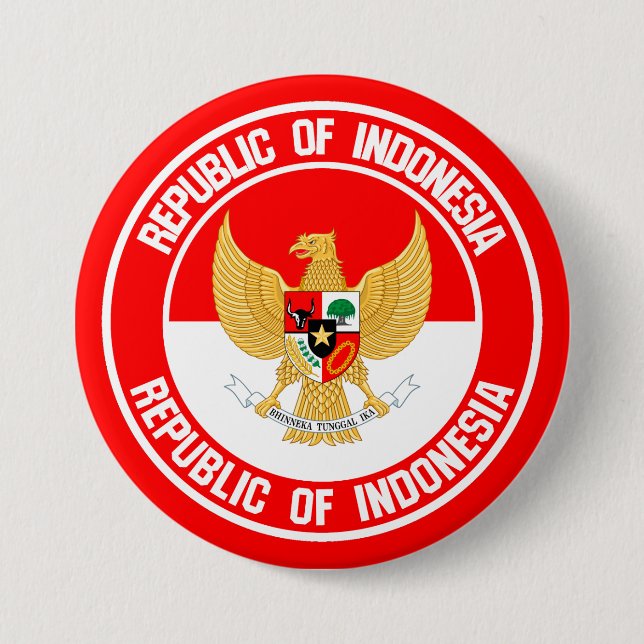 Indonesia Round Emblem 3 Inch Round Button (Front)