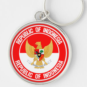 Indonesia Round Emblem Keychain