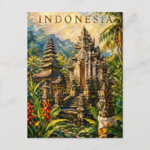 Indonesia: Sunny Tropical Bali Temple Art Souvenir Postcard
