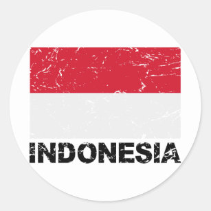 Indonesia Vintage Flag Classic Round Sticker