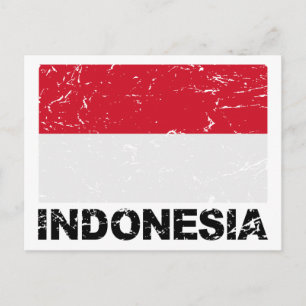 Indonesia Vintage Flag Postcard