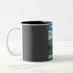 Indonesia Vintage Minimal Retro Travel Poster  Two-Tone Coffee Mug