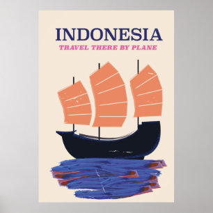 Indonesia vintage style travel poster