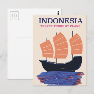Indonesia vintage style travel poster postcard
