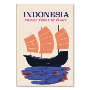 Indonesia vintage style travel poster table number