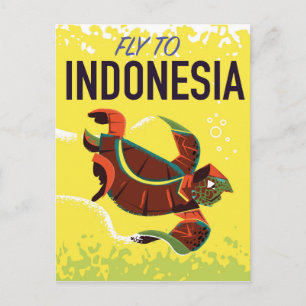 Indonesia Vintage Travel Poster Print Postcard