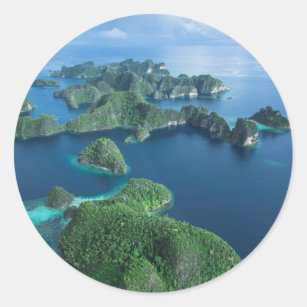 Indonesia, West Papua. Aerial Of Raja Ampat Classic Round Sticker