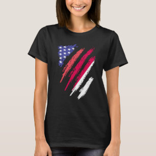Indonesian American Patriot Grown Heart Flag Strip T-Shirt