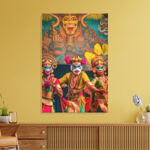 Indonesian Bali Masked Dancers  Canvas Print