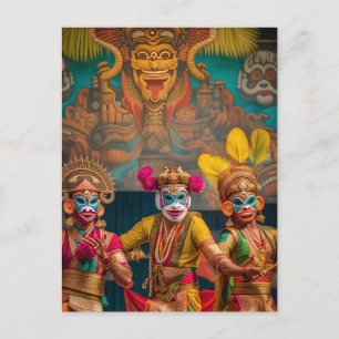 Indonesian Bali Masked Dancers Postcard