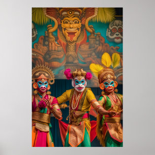 Indonesian Bali Masked Dancers  Poster