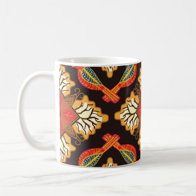 Indonesian batik: flora fauna motif. coffee mug (Left)
