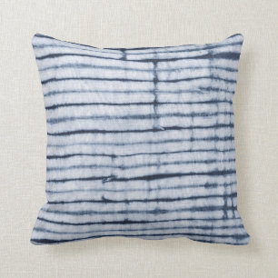 Indonesian Batik Indigo/Navy Stripe Throw Pillow