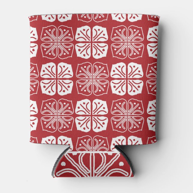 Indonesian Batik Kawung Gurda Design Can Cooler (Front)