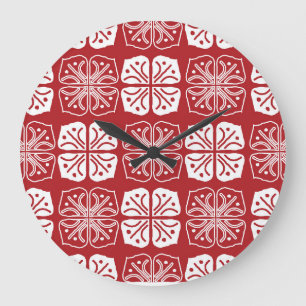 Indonesian Batik Kawung Gurda Design Large Clock