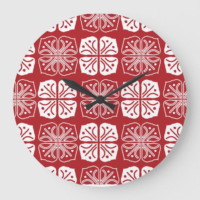 Indonesian Batik Kawung Gurda Design Large Clock (Front)