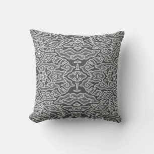 Indonesian Batik Motif Megamendung Grey Clouds Throw Pillow