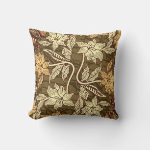 Indonesian batik motifs with flora and fauna patte throw pillow