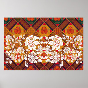 Indonesian batik motifs with very distinct plant a poster