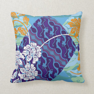 Indonesian batik motifs with very distinctive plan throw pillow