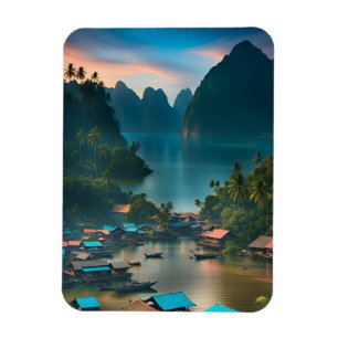 Indonesian Fishing Village  Magnet