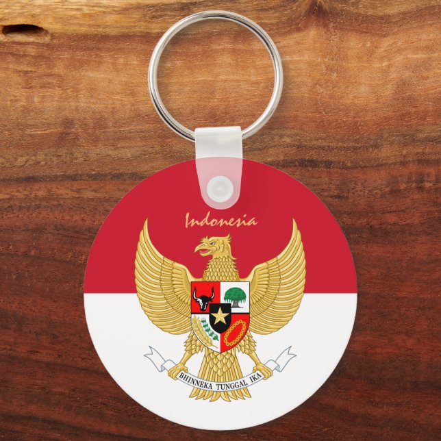 Indonesian flag, emblem & Indonesia holiday /sport Keychain (Front)