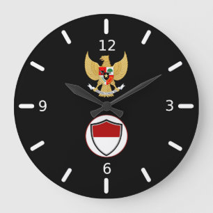 Indonesian flag-emblem large clock