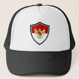 Indonesian flag-emblem trucker hat