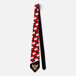 Indonesian Flag Heart Pattern Emblem of Indonesia Tie