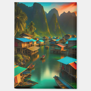 Indonesian Small Fishing Village Magnet
