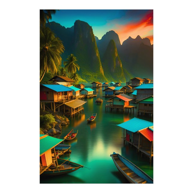 Indonesian Small Fishing Village Photo Print (Front)