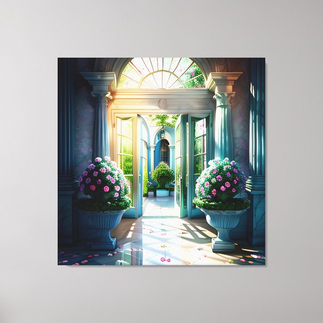 Indoor and Outdoor Fountain Garden Beautiful 3 Canvas Print (Front)