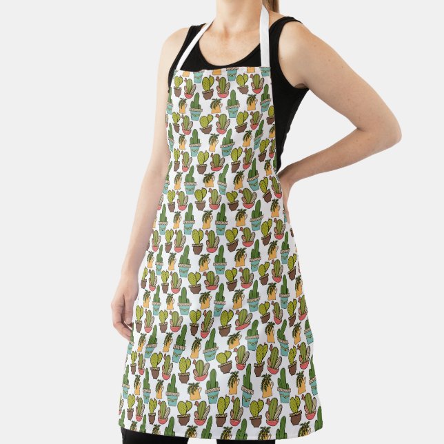 Indoor Cactus & Succulents In Pots Pattern Apron (Insitu)