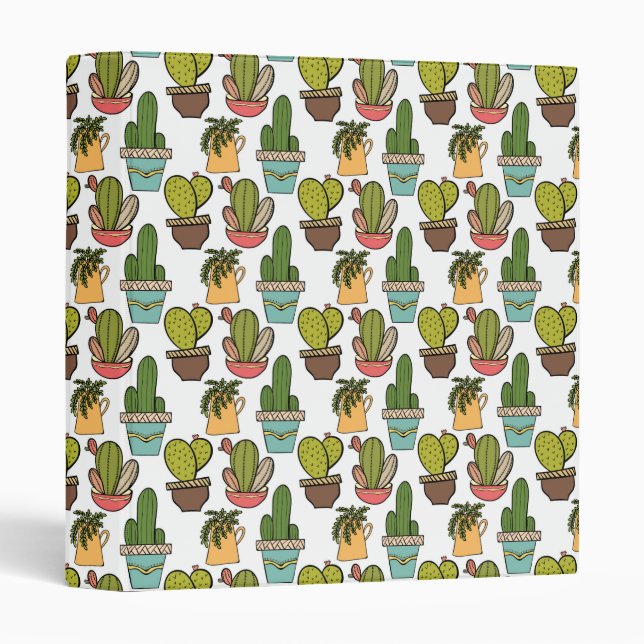 Indoor Cactus & Succulents In Pots Pattern Binder (Front/Spine)