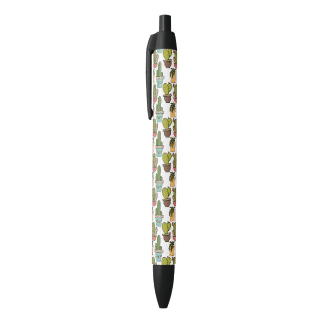 Indoor Cactus & Succulents In Pots Pattern Black Ink Pen (Top (Vertical))