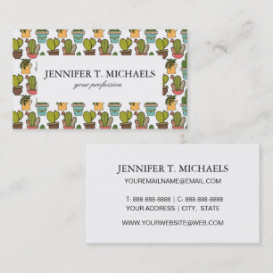 Indoor Cactus & Succulents In Pots Pattern Business Card