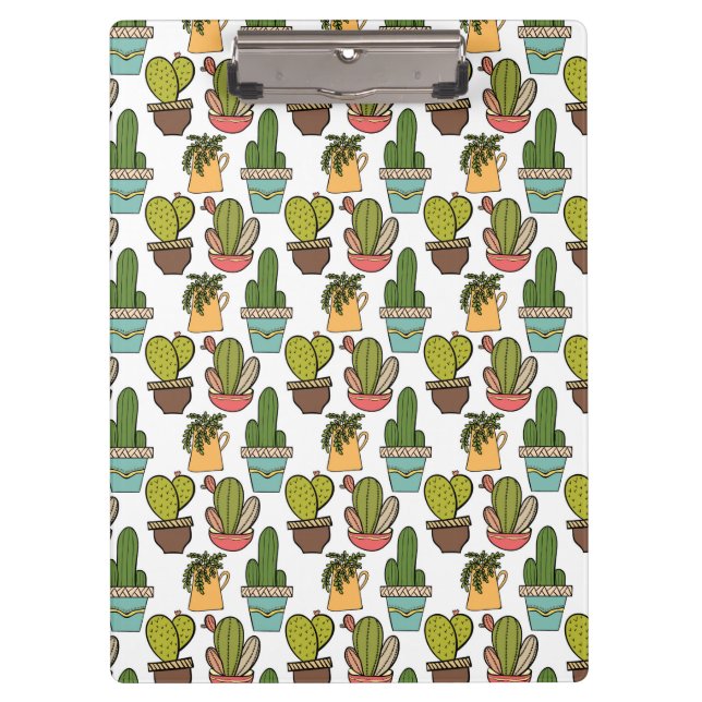 Indoor Cactus & Succulents In Pots Pattern Clipboard (Front)