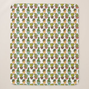 Indoor Cactus & Succulents In Pots Pattern Sherpa Blanket