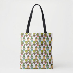 Indoor Cactus & Succulents In Pots Pattern Tote Bag