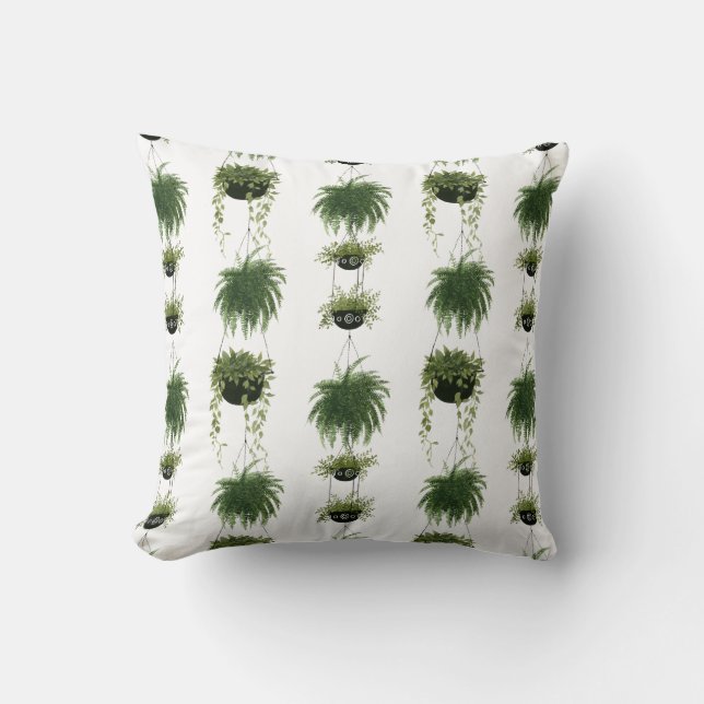 Indoor Oasis | Hanging Baskets Throw Pillow (Front)