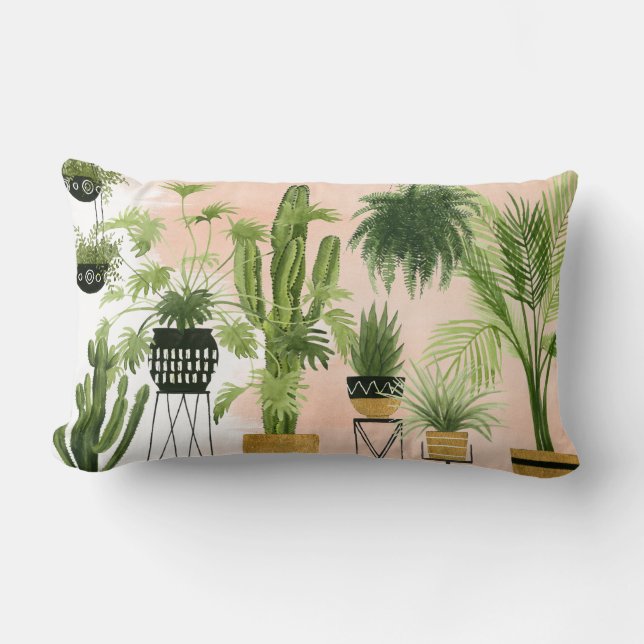 Indoor Oasis | Plant Lineup Lumbar Pillow (Front)