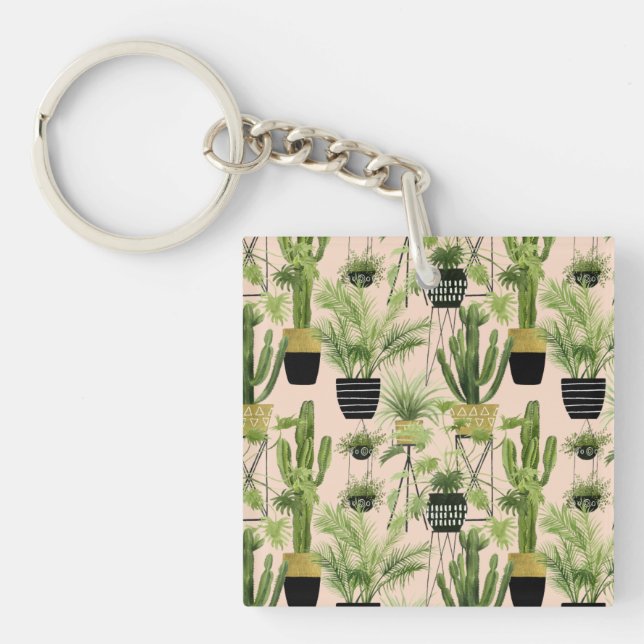 Indoor Oasis | Plant Lineup Pattern Keychain (Front)