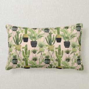 Indoor Oasis   Plant Lineup Pattern Lumbar Pillow
