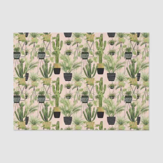 Indoor Oasis | Plant Lineup Pattern Tissue Paper (Front)