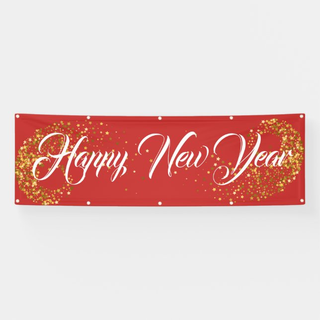 Indoor Outdoor Custom Banner-Happy New Year Banner (Horizontal)