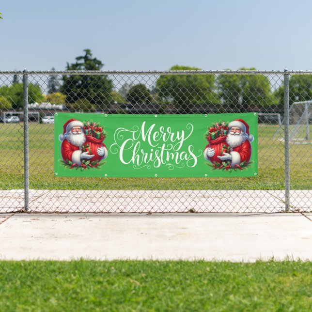 Indoor Outdoor Custom Banner-Merry Christmas Banner (Insitu)