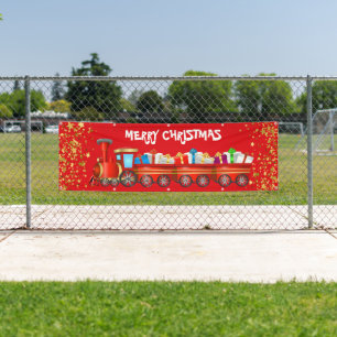 Indoor Outdoor Custom Banner-Merry Christmas Train Banner