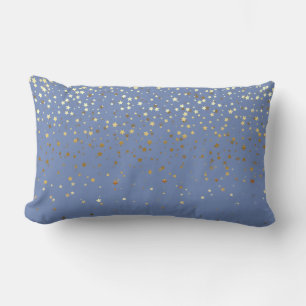 Indoor Petite Golden Stars Lumbar Pillow-Blue Pillow