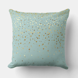 Indoor Petite Golden Stars Square Pillow-Bay Blue Throw Pillow